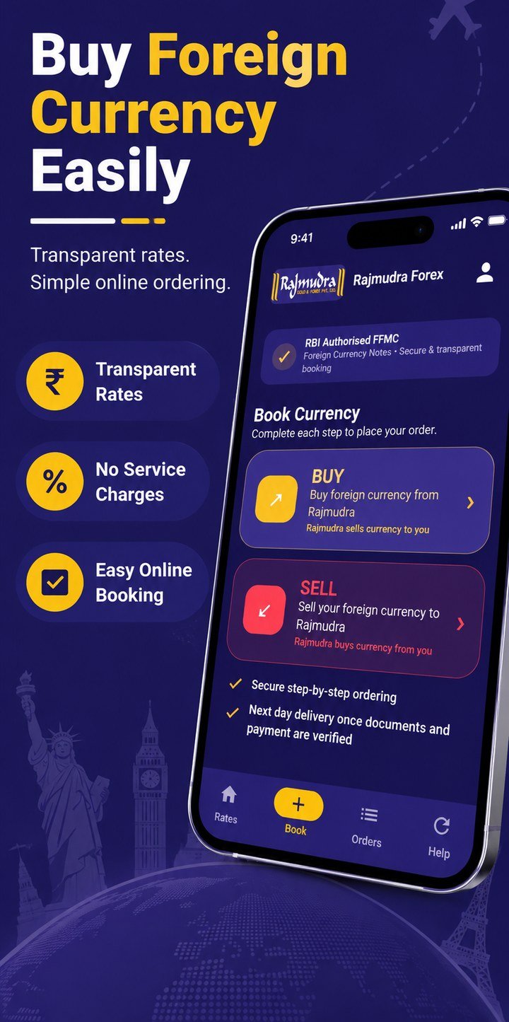 Rajmudra Forex app: buy or sell foreign currency